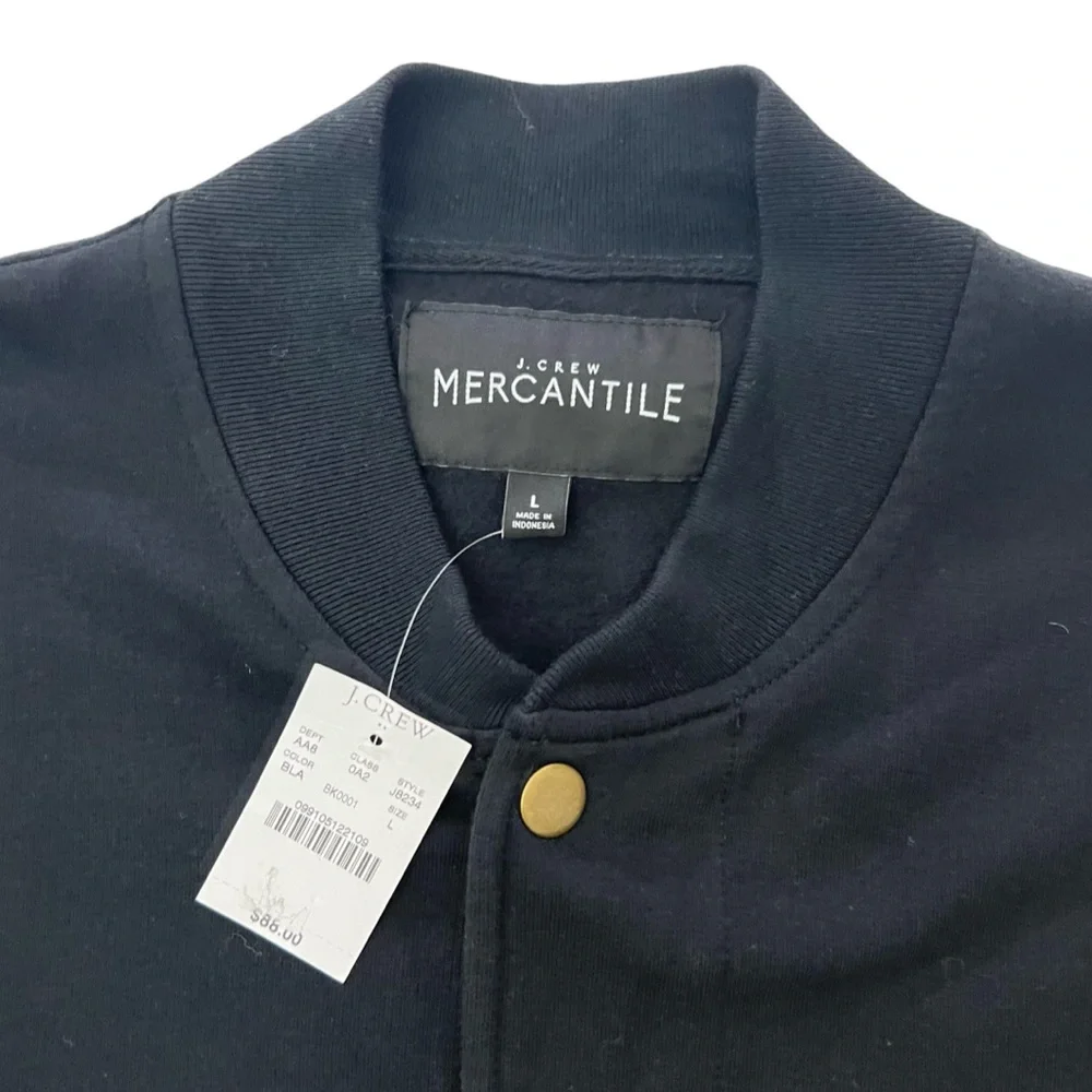 J.Crew Mercantile Fleece Bomber Sweater Jacket Black NWT